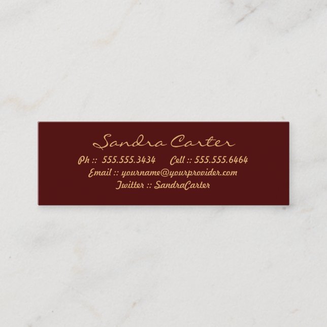 Cartes de contact Elegant Maroon & Gold Flouring (Devant)
