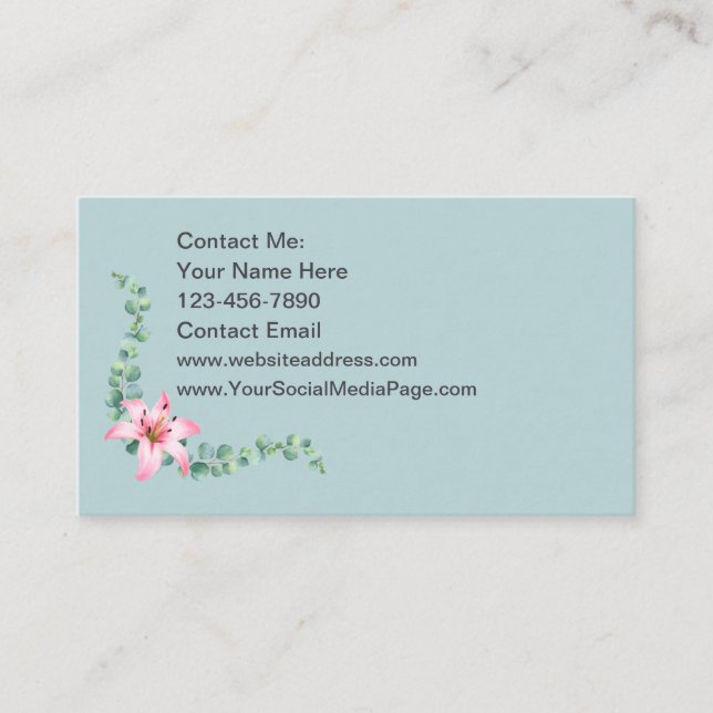 Cartes de contact Eucalyptus Thème Floral (Devant)