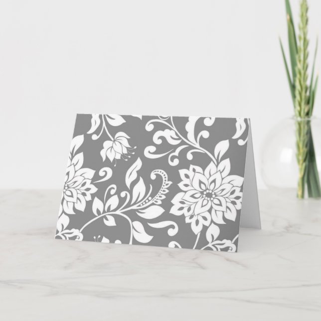 Cartes de correspondance florales grises et blanch (Devant)