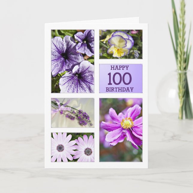 Cartes de couleur lavande florale 100e anniversair (Devant)