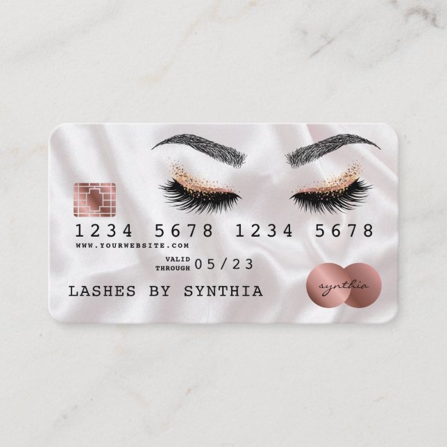 Cartes de crédit Rose stylisé Gold Lashes (Devant)