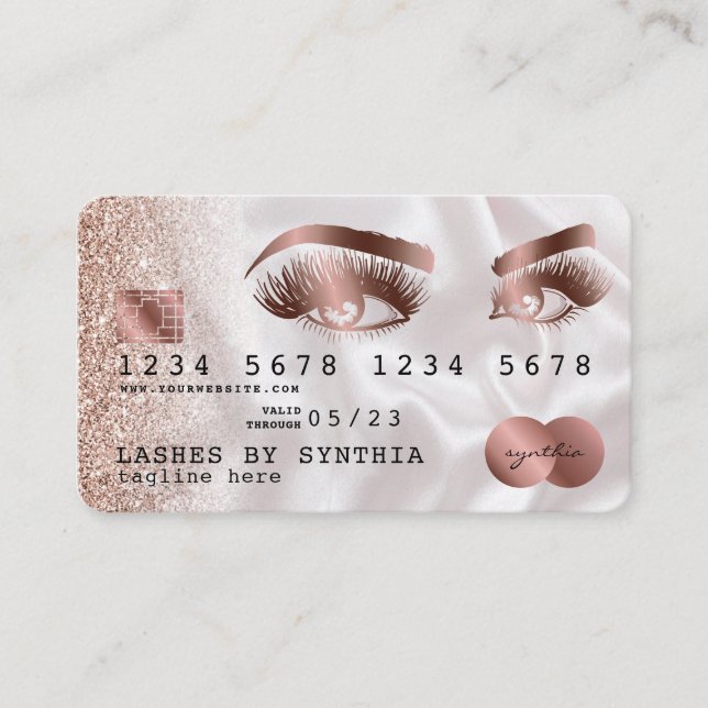 Cartes de crédit Rose stylisé Gold Lashes (Devant)