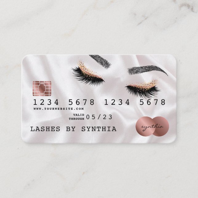 Cartes de crédit Rose stylisé Gold Lashes (Devant)