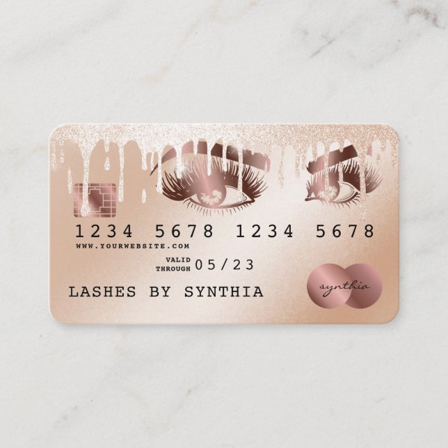 Cartes de crédit Rose stylisé Gold Lashes (Devant)