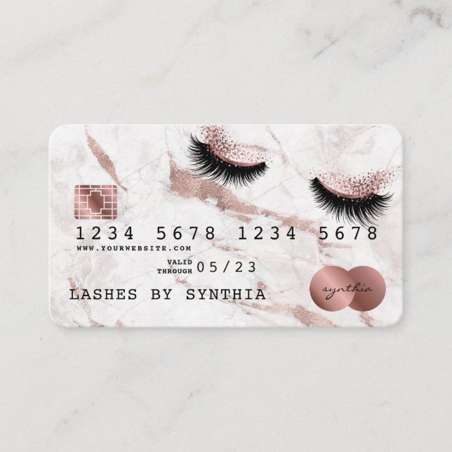 Cartes de crédit Rose stylisé Gold Lashes (Devant)