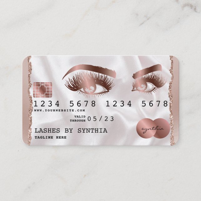 Cartes de crédit Rose stylisé Gold Lashes (Devant)