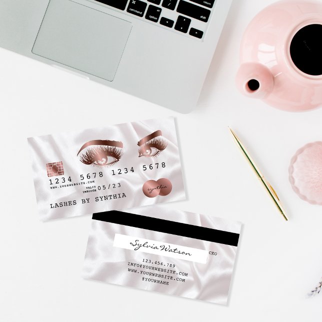 Cartes de crédit Rose stylisé Gold Lashes (Créateur téléchargé)