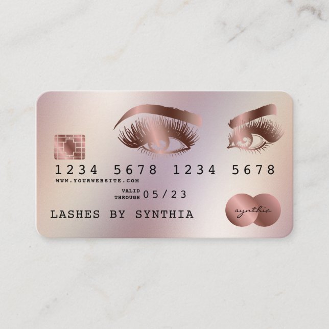 Cartes de crédit Rose stylisé Gold Lashes (Devant)