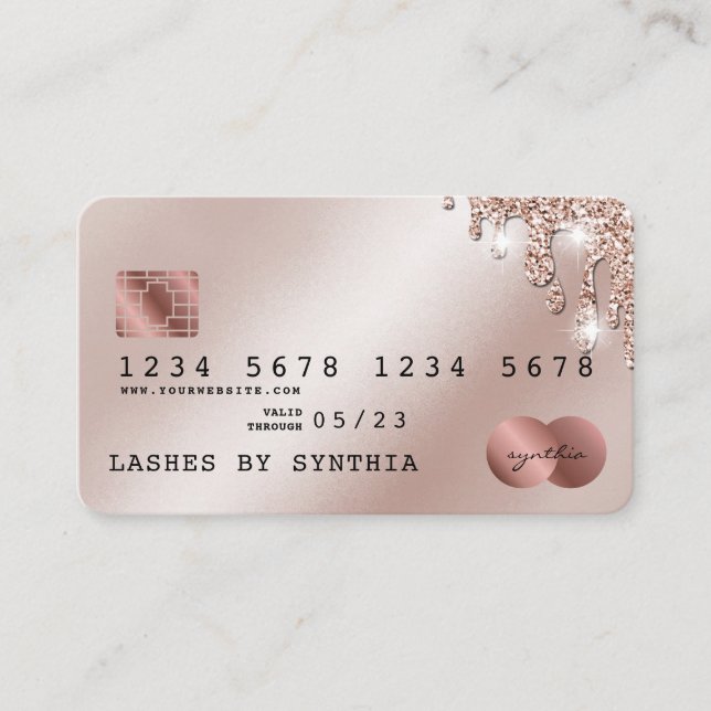 Cartes de crédit Rose stylisé Gold Parties scintil (Devant)