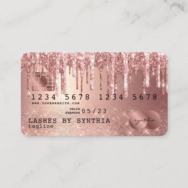 Cartes de crédit Rose stylisé Gold Parties scintil (Devant)