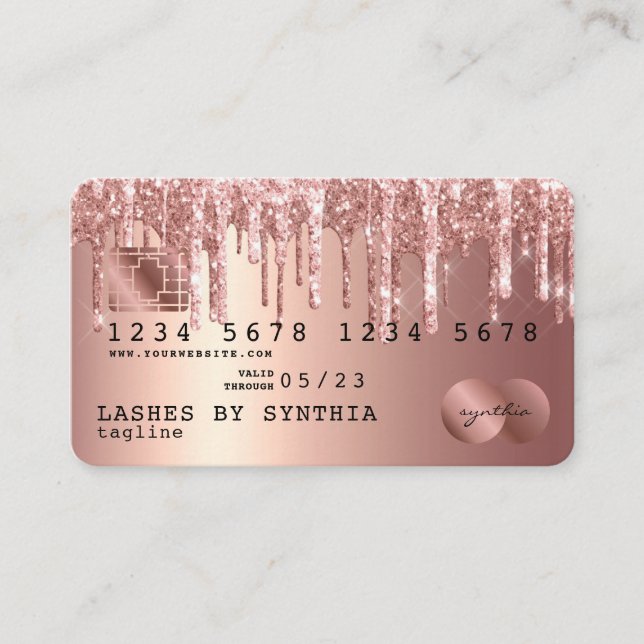 Cartes de crédit Rose stylisé Gold Parties scintil (Devant)