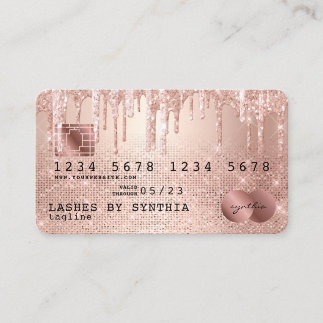 Cartes de crédit Rose stylisé Gold Parties scintil (Devant)