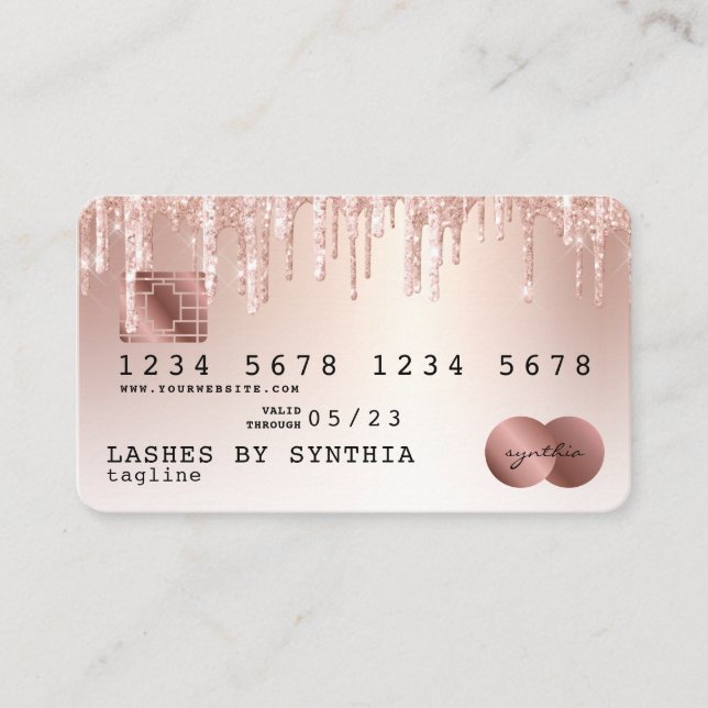 Cartes de crédit Rose stylisé Gold Parties scintil (Devant)