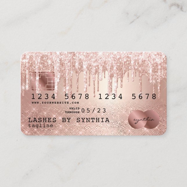 Cartes de crédit Rose stylisé Gold Parties scintil (Devant)