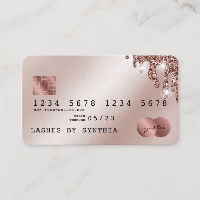 Cartes de crédit Rose stylisé Gold Parties scintil (Devant)