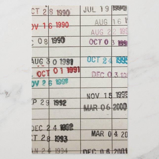 Cartes de date d'échéance de la bibliothèque vinta (Devant)