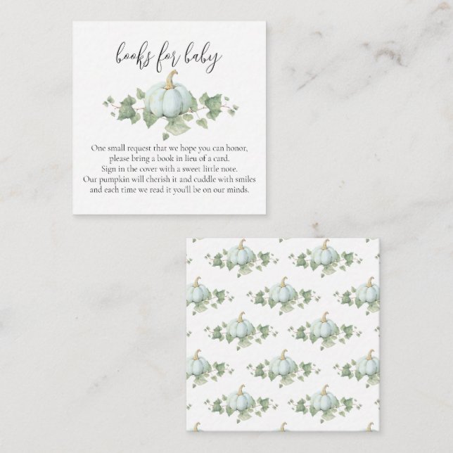 Cartes de demande de Baby shower Citrouille bleu (Devant / Derrière)