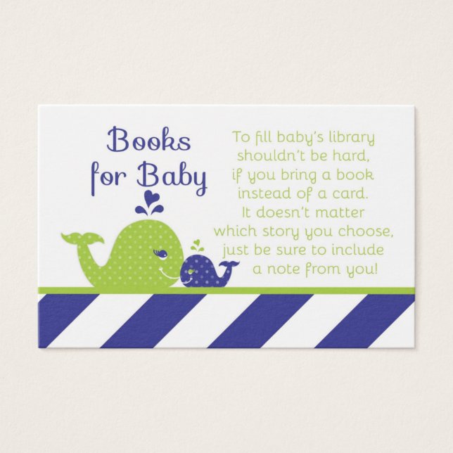 Cartes de demande de Baby shower de baleines, Navy (Devant)