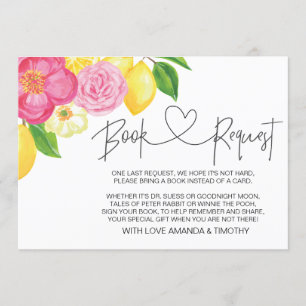 Cartes de demande de Baby shower Floral au citron 