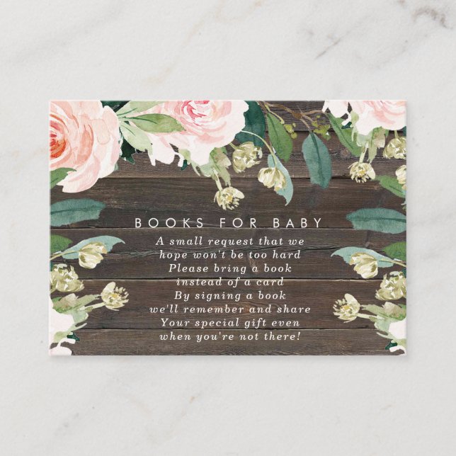 Cartes de demande de livre bébé à fleurs roses (Devant)