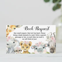 Cartes de demande de livre pour Baby Shower Safari
