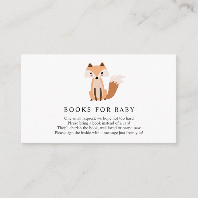 Cartes de demande de livre pour bébé Woodland Fox  (Devant)