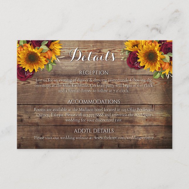 Cartes de détails de fleurs automnales de citrouil (Devant)