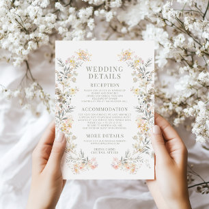 Cartes de détails de mariage à fleurs pastel de pr