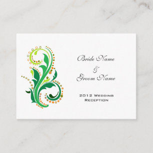 Cartes de détails de mariage à la réception.