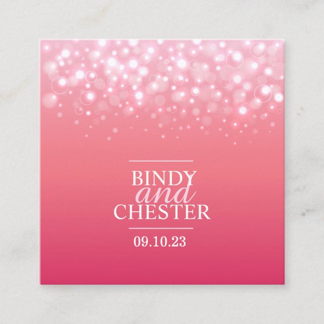 Cartes de détails de mariage au champagne rose (Devant)