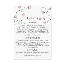 Cartes de détails de mariage élégantes avec floral