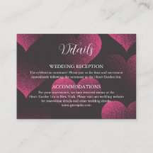 Cartes de détails de mariage sur le thème du cœur 
