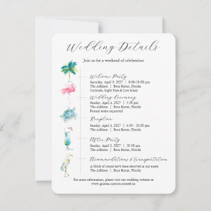 Cartes de détails d'invitation de mariage de desti