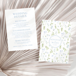 Cartes de détails mariage de fleurs bleu clair