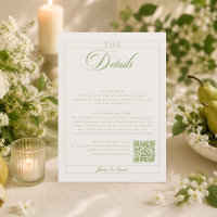 Cartes de détails QR de calligraphie ivoire vert o