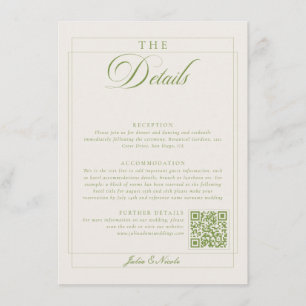 Cartes de détails QR de calligraphie ivoire vert o