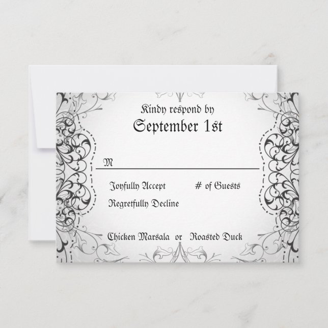Cartes de dîner RSVP Bride & Groom Skeleton (Devant)