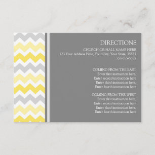 Cartes de direction mariage Gris Jaune Chevron