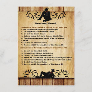 Cartes de directions pour un mariage gay cowboy