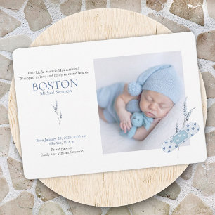 Cartes de Faire-part Bébé Bleu Coeurs