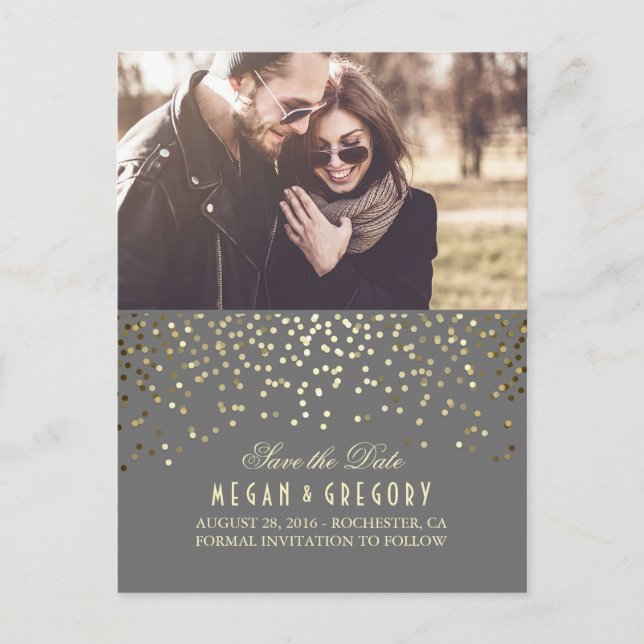 Cartes de faire-part de date avec photo élégante g (Devant)