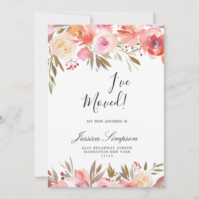 Cartes de Faire-part de déménagement Floral Douce (Devant)