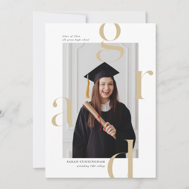 Cartes de Faire-part de graduation en typographie  (Devant)