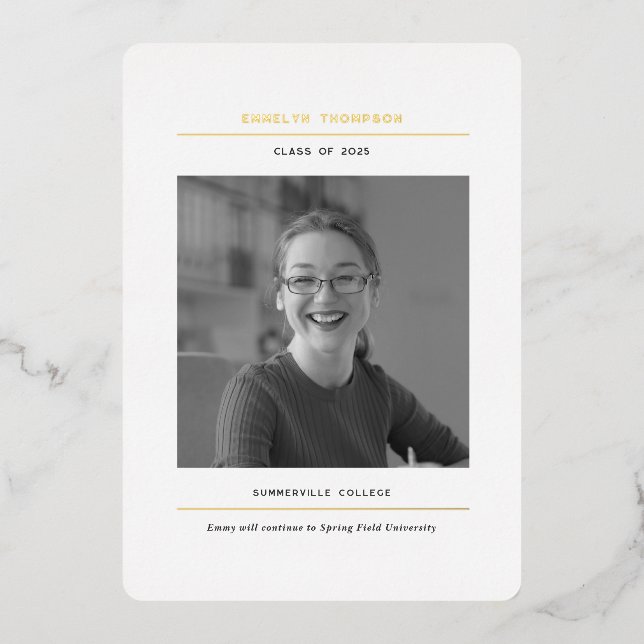 Cartes de faire-part de graduation photo minimalis (Recto)