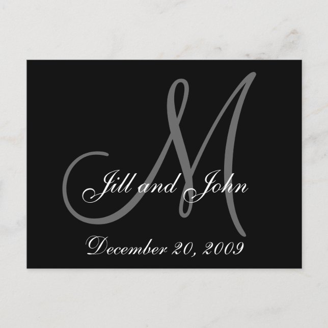Cartes de faire-part de mariage noir et blanc à pe (Devant)