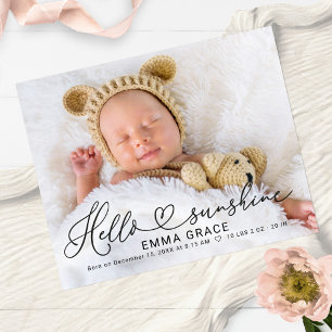Cartes de Faire-part de naissance photo de script 