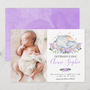 Cartes de Faire-part de naissance photo Eléphant m