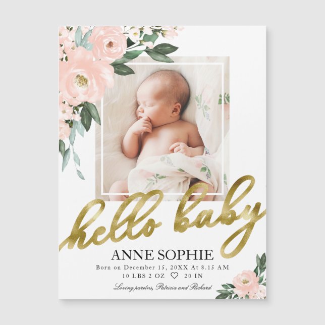 Cartes de Faire-part de naissance photo florale mi (Devant)