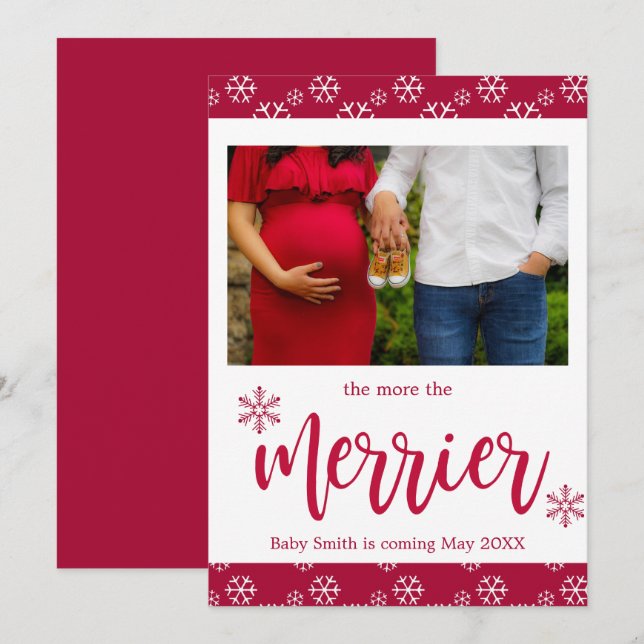 Cartes de Faire-part de Noël de grossesse en photo (Devant / Derrière)