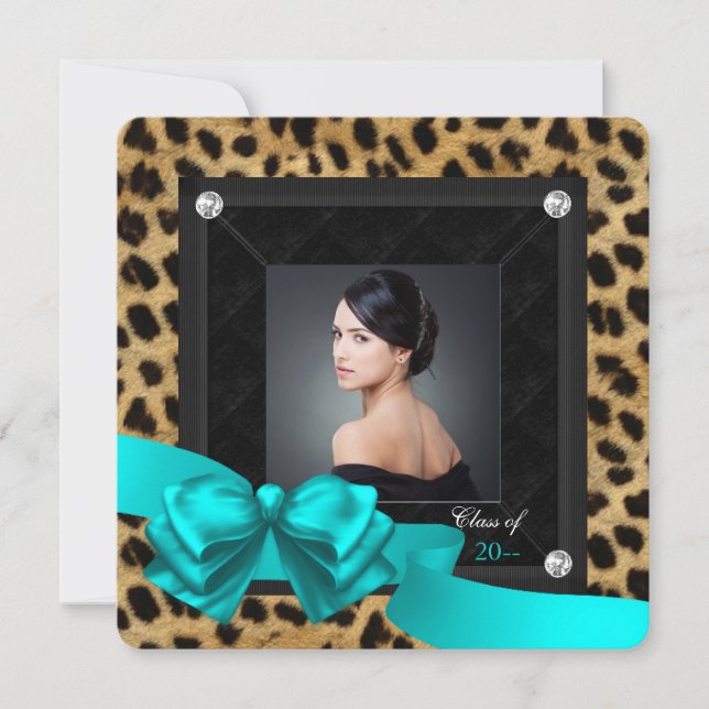 Cartes de faire-part de remise de diplômes Turquoi (Devant)